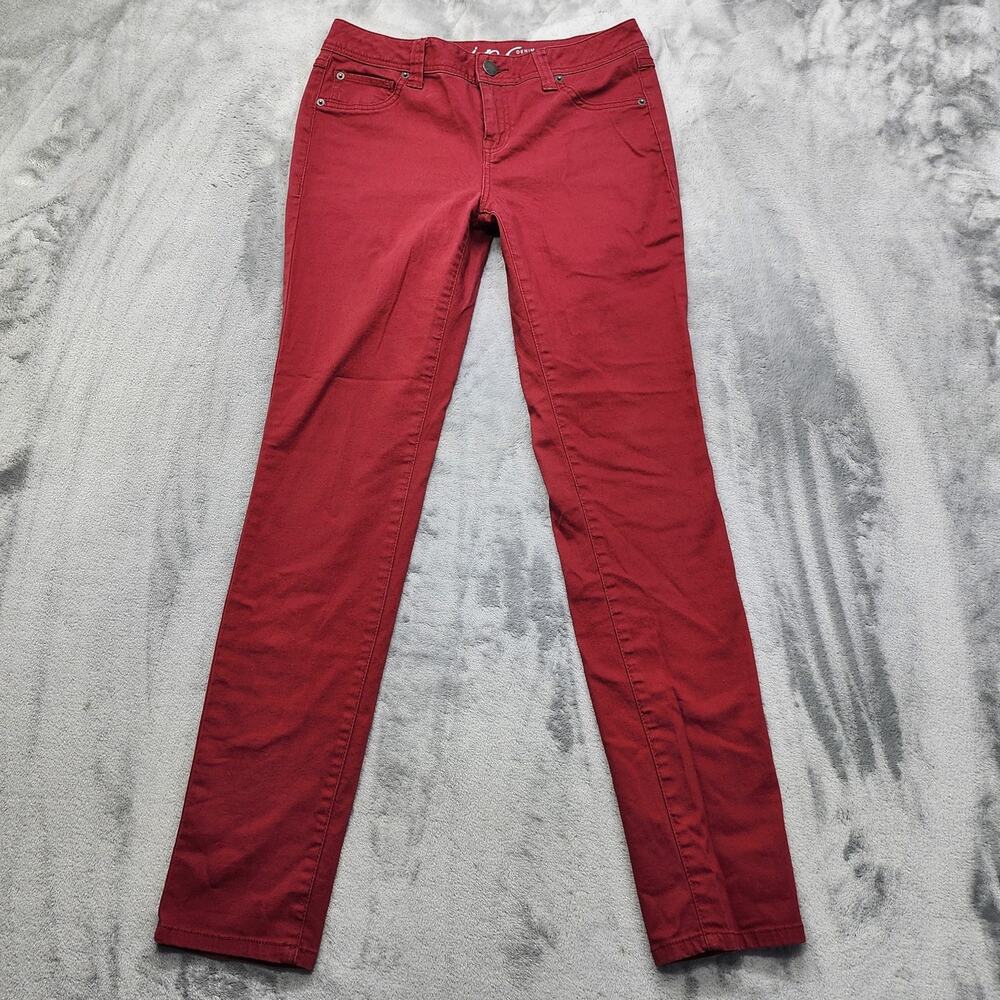INC Denim Jeans Women 6 Red Low Rise Skinny Leg Regular Fit Stretch Denim Casual